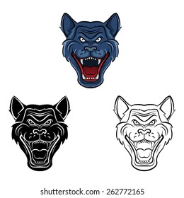 Coloring book Wolf Face Mascot cartoon character