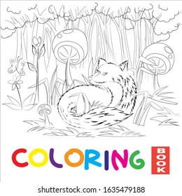 Coloring Book wolf Vector illustration