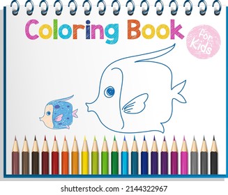 Coloring book worksheet for kids illustration