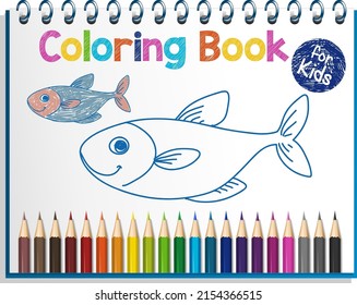 Coloring book worksheet for kids illustration