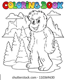 Coloring book with yeti 1 - vector illustration.