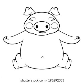 coloring book yoga pig. Vector version