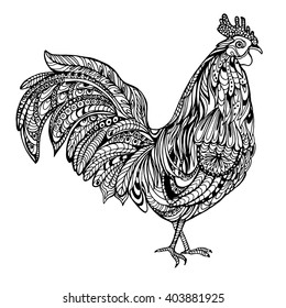 coloring book.bird,rooster ,symbol of the year 