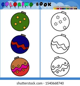 coloring book.christmas theme.Christmas ball.Vector illustration