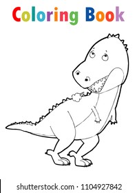 Coloring book,Cute cartoon Dinosaur, coloring book for kid vector illustration