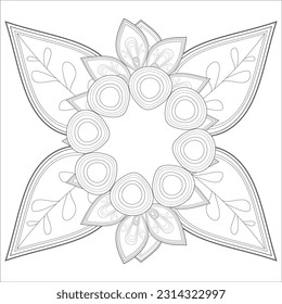 Coloring Books for adult. Hand drawn flowers in zentangle style for t-shirt design or tattoo and coloring book