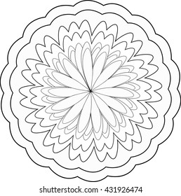 Coloring books for children and adults. Round pattern in vector, black and white