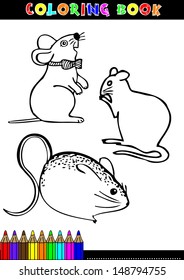 Coloring books for children. Mouse cartoons or illustrations.