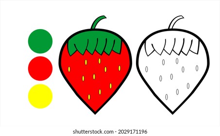 Coloring books for kids, strawberry