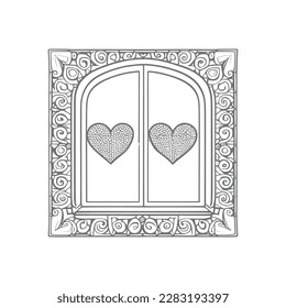 The coloring book's open window illustration is perfect for those who enjoy adding their own creative touch to coloring pages.