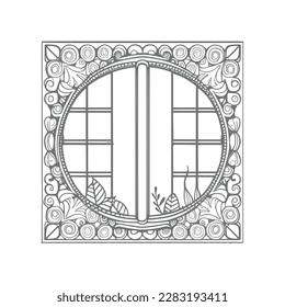 La ilustración de la ventana abierta del libro de colores es perfecta para aquellos que disfrutan agregando su propio toque creativo a las páginas de color.