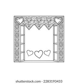 The coloring book's open window illustration is perfect for those who enjoy adding their own creative touch to coloring pages.