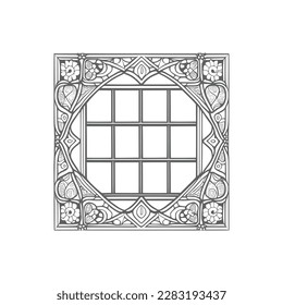 La ilustración de la ventana abierta del libro de colores es perfecta para aquellos que disfrutan agregando su propio toque creativo a las páginas de color.