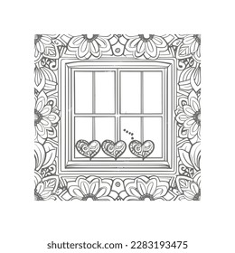 The coloring book's open window illustration is perfect for those who enjoy adding their own creative touch to coloring pages.