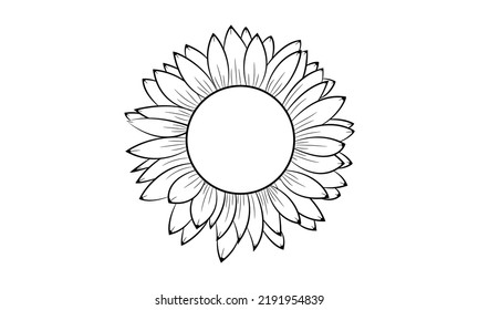 Coloring books page for adults or children, Sunflower line art coloring page drawing