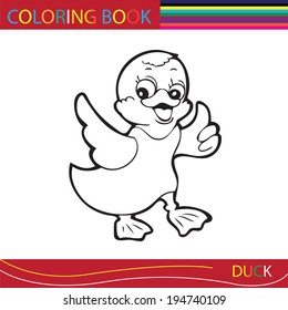 Coloring books or coloring pages black and white cartoon illustration of a stork.