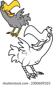 coloring books, coloring pages, dodo bird, dodo, animal caring education, extinct, education vector or illustrtaion