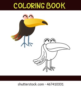 coloring book.toucan. vector illustration. isolated on white