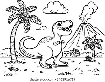 Libro para colorear: ¡Aventura T-Rex! Sumérjase en un mundo prehistórico con detalladas ilustraciones de T-Rex, perfectas para los jóvenes entusiastas de los dinosaurios. Horas de diversión y creatividad te esperan