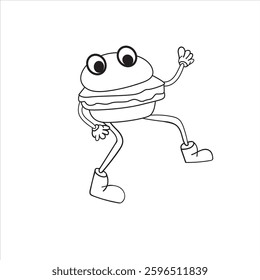 Coloring Burger mascot is greeting consumers, very suitable for your business logo