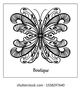 Coloring butterfly, beauty  vector design