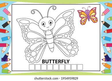 coloring butterfly cartoon for kids