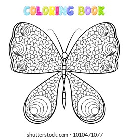 Coloring butterfly on white background