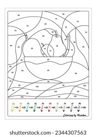 coloring by number for kids. Learn numbers and colors. Educational game for preschool children