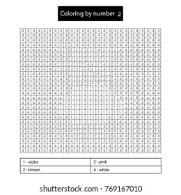 Coloring by number page in simple style. For print, school, preschoolers and kids activities. Vector illustration. Character and background