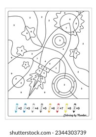 coloring by number for preschool kids. Learn numbers and colors. Educational game
