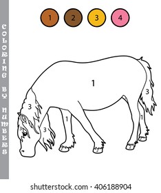coloring by numbers game. Vector illustration of coloring game with cartoon character for kids coloring book

