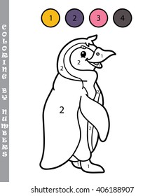 coloring by numbers game. Vector illustration of coloring game with cartoon character for kids coloring book

