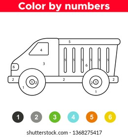 Coloring By Numbers Vector Cartoon Truck Stock Vector (Royalty Free ...