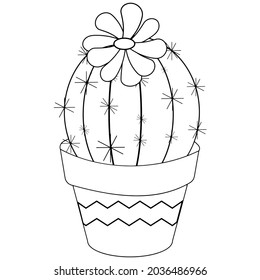 Coloring cactus in a pot. Vector illustration .