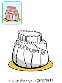 coloring the cake.white background 