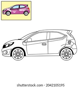 coloring car black and white vector drawing