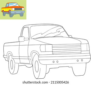 coloring car black and white vector drawing