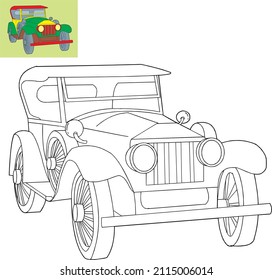 dibujo del vector blanco y negro del coche de color