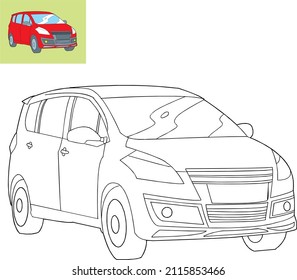dibujo del vector blanco y negro del coche de color