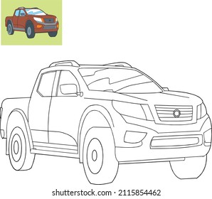 coloring car black and white vector drawing