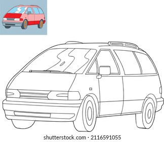 Farbwagen, schwarz-weißer Vektorgrafik