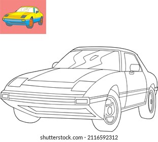 coloring car black and white vector drawing