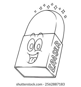 coloring cartoon happy eraser mascot