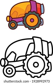 Coloring cartoon purple cosmic car. Vector EPS 10