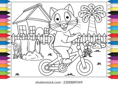 coloring cat animal cartoon for kids