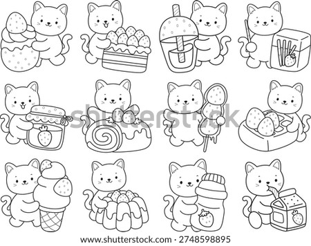 
Coloring cat, Cats enjoy eating cakes, ice cream, milk and home-cooked meals.