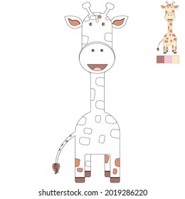 Coloring for children. Cheerful giraffe. Vector.