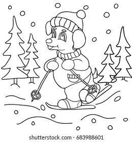 Coloring for children. Christmas theme. Black and white vector illustration.