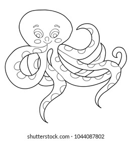 Coloring Children Sea Creatures Octopus Hand Stock Vector (Royalty Free ...