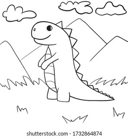 Coloring for children. Vector. Cute dinosaurs